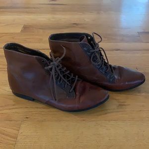 Shoe trends vintage style leather lace up ankle booties